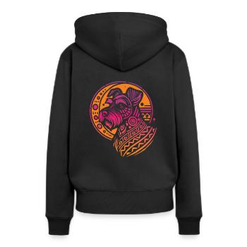 Tribu Schnauzer Phases de Lune - Sweat à capuche Premium bio Femme - noir - Dos - Julia (174cm)