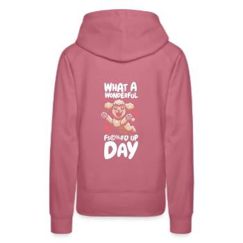 Pudel Fucked Up Day - Frauen Premium Bio Hoodie - Malve - Hinten - Isabella (175cm)