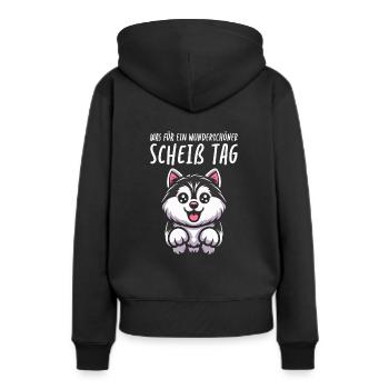 Husky de Sibérie Belle Journée - Sweat à capuche Premium bio Femme - noir - Dos - Julia (174cm)