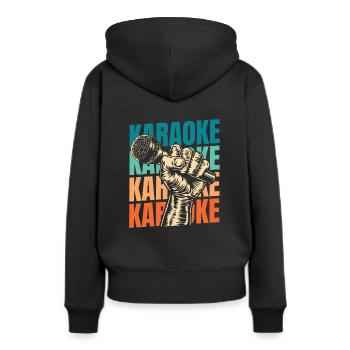 Karaoké - Sweat à capuche Premium bio Femme - noir - Dos - Julia (174cm)
