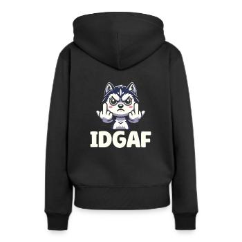 Husky de Sibérie Idgaf - Sweat à capuche Premium bio Femme - noir - Dos - Julia (174cm)