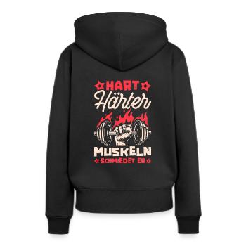 Musculation bodybuilders - Sweat à capuche Premium bio Femme - noir - Dos - Julia (174cm)
