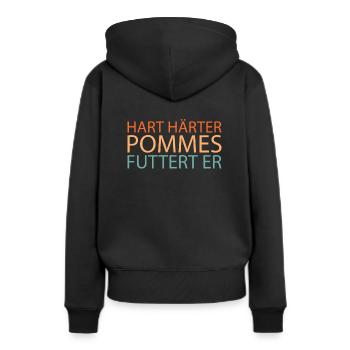 Français frites frites - Sweat à capuche Premium bio Femme - noir - Dos - Julia (174cm)