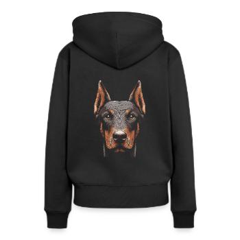 Empreinte digitale du doberman - Sweat à capuche Premium bio Femme - noir - Dos - Julia (174cm)