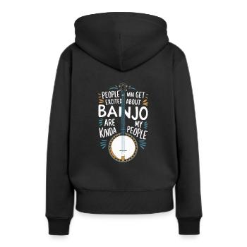 Banjo - Frauen Premium Bio Hoodie - Schwarz - Hinten - Julia (174cm)