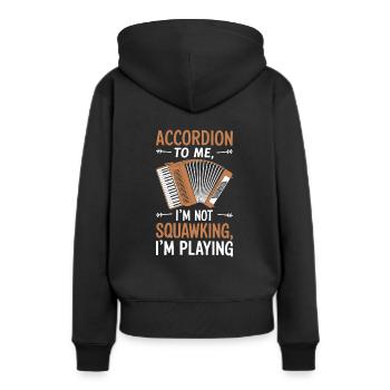 Accordéon - Sweat à capuche Premium bio Femme - noir - Dos - Julia (174cm)