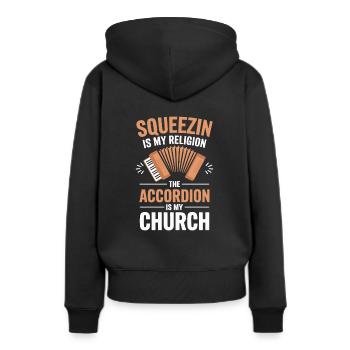 Accordéon - Sweat à capuche Premium bio Femme - noir - Dos - Julia (174cm)