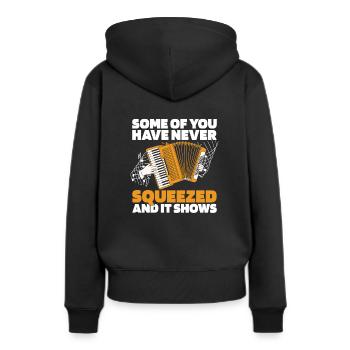 Accordéon - Sweat à capuche Premium bio Femme - noir - Dos - Julia (174cm)
