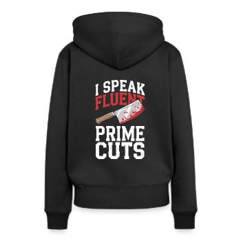 Bouchers, bouchers, bouchers - Sweat à capuche Premium bio Femme - noir - Dos - Julia (174cm)
