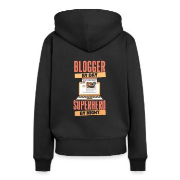 Blogger Bloggen - Frauen Premium Bio Hoodie - Schwarz - Hinten - Julia (174cm)