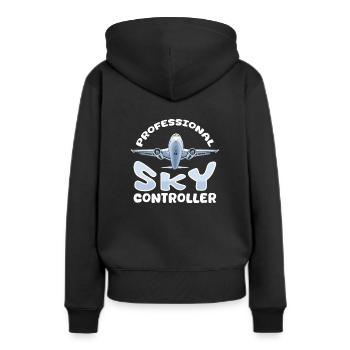 Contrôleur aérien - Sweat à capuche Premium bio Femme - noir - Dos - Julia (174cm)