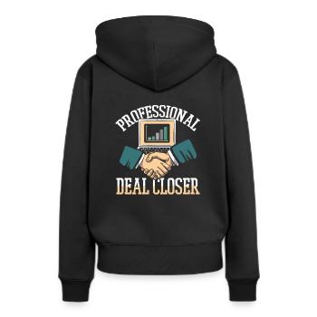 Makler - Frauen Premium Bio Hoodie - Schwarz - Hinten - Julia (174cm)