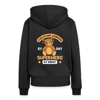 Travailleurs de la petite enfance - Sweat à capuche Premium bio Femme - noir - Dos - Julia (174cm)