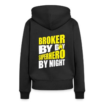 Makler - Frauen Premium Bio Hoodie - Schwarz - Hinten - Julia (174cm)