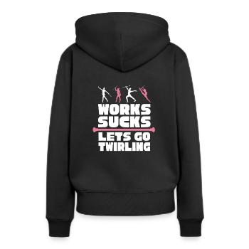 Bâton tournant de tige virevoltant - Sweat à capuche Premium bio Femme - noir - Dos - Julia (174cm)