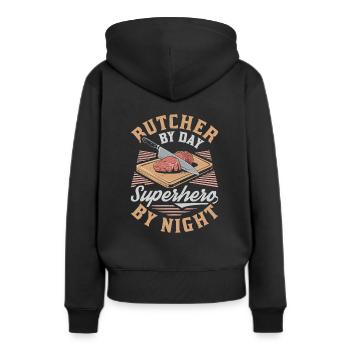 Bouchers, bouchers, bouchers - Sweat à capuche Premium bio Femme - noir - Dos - Julia (174cm)