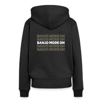 Banjo - Frauen Premium Bio Hoodie - Schwarz - Hinten - Julia (174cm)