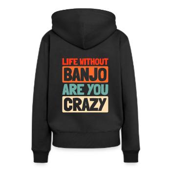 Banjo - Frauen Premium Bio Hoodie - Schwarz - Hinten - Julia (174cm)