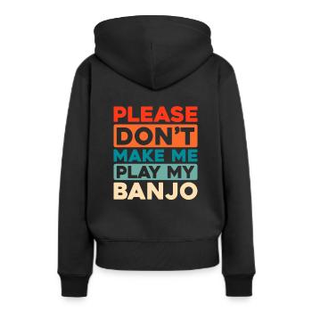 Banjo - Frauen Premium Bio Hoodie - Schwarz - Hinten - Julia (174cm)