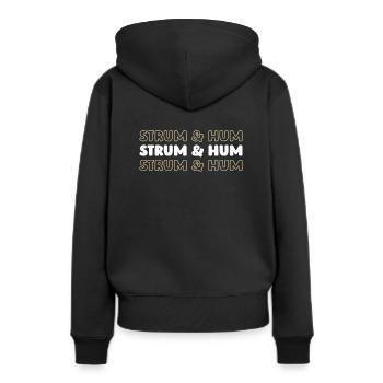 Banjo - Frauen Premium Bio Hoodie - Schwarz - Hinten - Julia (174cm)