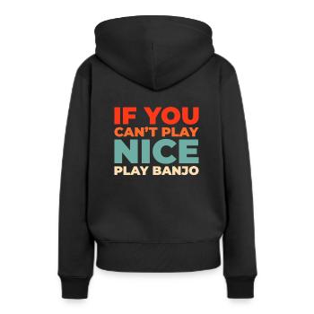 Banjo - Frauen Premium Bio Hoodie - Schwarz - Hinten - Julia (174cm)