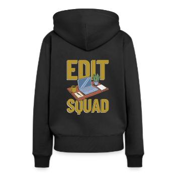 Editor Kader - Frauen Premium Bio Hoodie - Schwarz - Hinten - Julia (174cm)