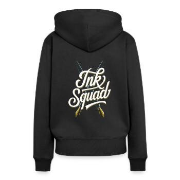 Calligraphe Kader - Sweat à capuche Premium bio Femme - noir - Dos - Julia (174cm)