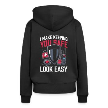 Garde du corps - Sweat à capuche Premium bio Femme - noir - Dos - Julia (174cm)