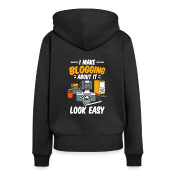 Blogger Bloggen - Frauen Premium Bio Hoodie - Schwarz - Hinten - Julia (174cm)