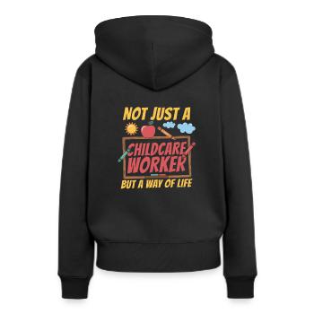 Travailleurs de la petite enfance - Sweat à capuche Premium bio Femme - noir - Dos - Julia (174cm)