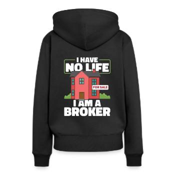 Makler - Frauen Premium Bio Hoodie - Schwarz - Hinten - Julia (174cm)