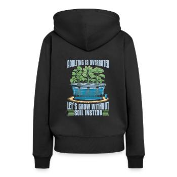 Hydroponie Aqua Culture - Sweat à capuche Premium bio Femme - noir - Dos - Julia (174cm)