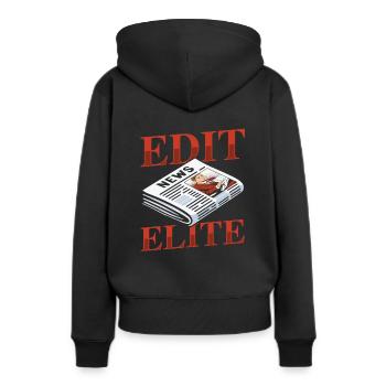Editor Team - Frauen Premium Bio Hoodie - Schwarz - Hinten - Julia (174cm)
