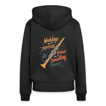 Klarinette Klarinettist - Frauen Premium Bio Hoodie - Schwarz - Hinten - Julia (174cm)