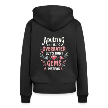 Pierres précieuses - Sweat à capuche Premium bio Femme - noir - Dos - Julia (174cm)