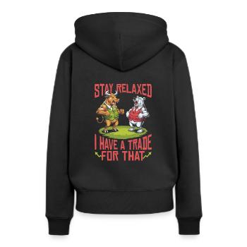 Makler - Frauen Premium Bio Hoodie - Schwarz - Hinten - Julia (174cm)