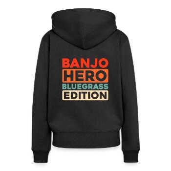 Banjo - Frauen Premium Bio Hoodie - Schwarz - Hinten - Julia (174cm)