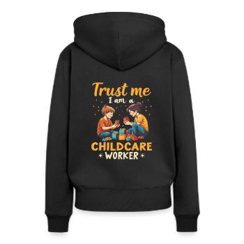Travailleurs de la petite enfance - Sweat à capuche Premium bio Femme - noir - Dos - Julia (174cm)