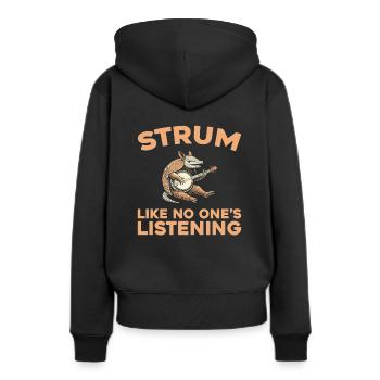 Banjo - Frauen Premium Bio Hoodie - Schwarz - Hinten - Julia (174cm)