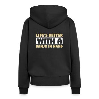Banjo - Sweat à capuche Premium bio Femme - noir - Dos - Julia (174cm)