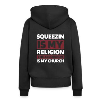 Accordéon - Sweat à capuche Premium bio Femme - noir - Dos - Julia (174cm)