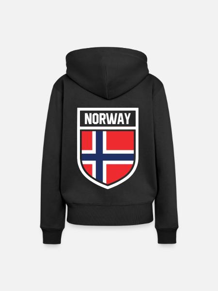 Norwegen - Nationalfahne im Wappen - Frauen Premium Bio Hoodie - Schwarz