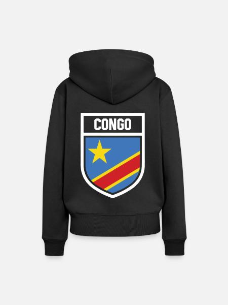 Congo - Drapeau national dans les armoiries - Sweat à capuche Premium bio Femme - noir