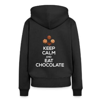 Schokolade - Frauen Premium Bio Hoodie - Schwarz - Hinten - Julia (174cm)