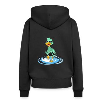 Canard drôle cool - Sweat à capuche Premium bio Femme - noir - Dos - Julia (174cm)