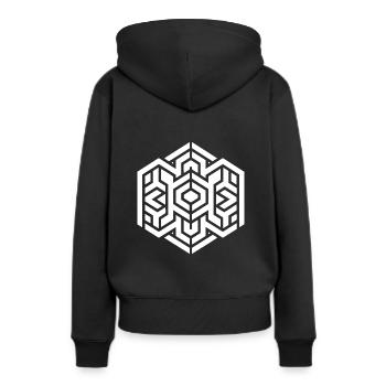 Geometrisches Sechseck - Abstraktes Muster - Frauen Premium Bio Hoodie - Schwarz - Hinten - Julia (174cm)