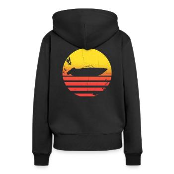 Motorboot - Frauen Premium Bio Hoodie - Schwarz - Hinten - Julia (174cm)