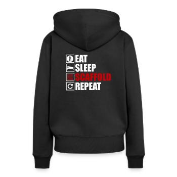 Manger, dormir, construire des échafaudages - Sweat à capuche Premium bio Femme - noir - Dos - Julia (174cm)
