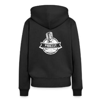Podcast - Frauen Premium Bio Hoodie - Schwarz - Hinten - Julia (174cm)