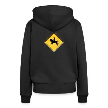 Dressur Reiten - Frauen Premium Bio Hoodie - Schwarz - Hinten - Julia (174cm)